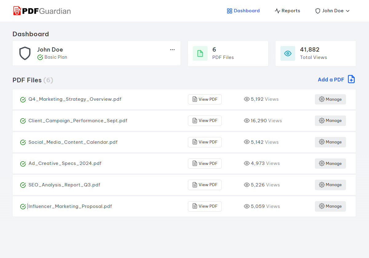 PDF Guardian Dashboard Preview